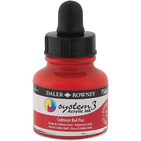 Daler Rowney : System 3 : Acrylic Ink : 29.5ml : Cadmium Red Hue