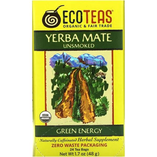 Eco Teas - Yerba Mate Unsmoked Green Energy - 24 Tea Bags