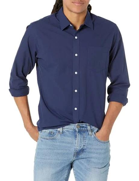 Amazon Essentials Men's Regular-fit Long-Sleeve Solid Casual Poplin Shirt