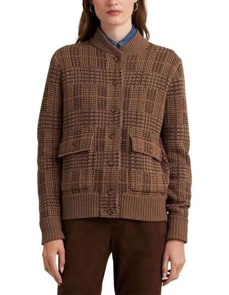 Lauren Checked Plaid Wool-Blend Bomber Jacket