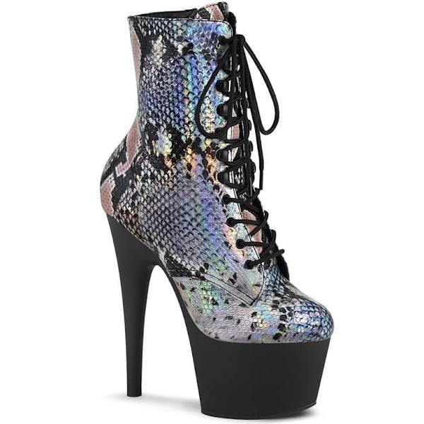 ADORE-1020SP Silver Holo Snake Print Ankle Boot