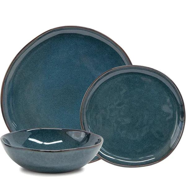 Salt & Pepper Series 12 Piece Dinner Set Teal