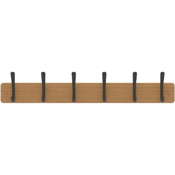 Mode 6 Black Hooks On Bamboo Board Hat and Coat Rack