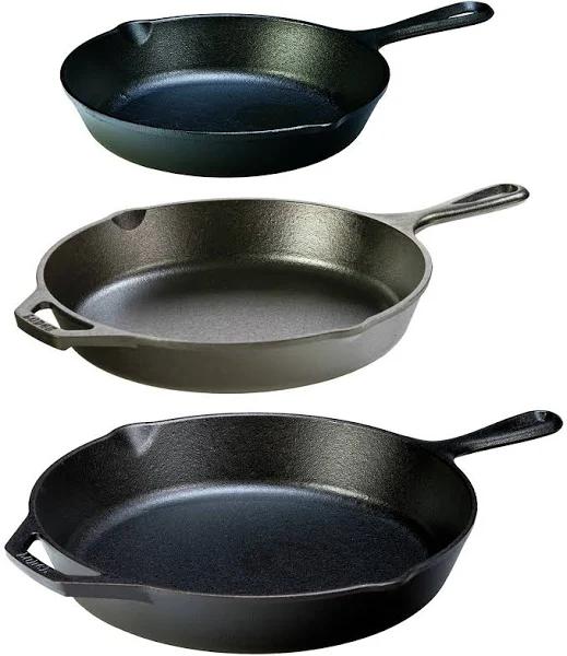 Lodge Seasoned Cast Iron 3 Skillet Bundle. 12 Inches and 10.25 Inches