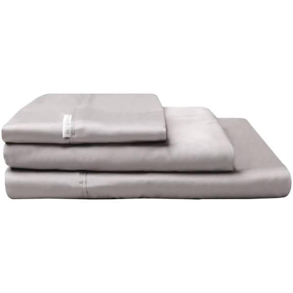 400TC Cotton Sateen Fitted Sheet by Logan-Mason (Pewter / Double)