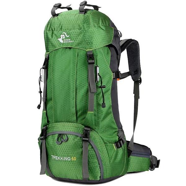 El Contente 60L Mountaineering Bag Waterproof Hiking Backpack Outdoor Camping Backpack With Rain Cover Green