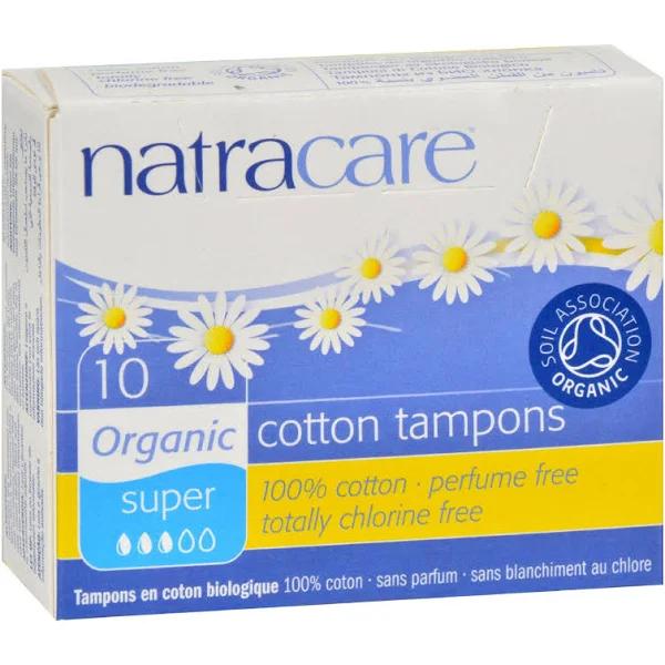 Natracare Tampons, Cotton, Organic, Super - 10 cotton Tampons