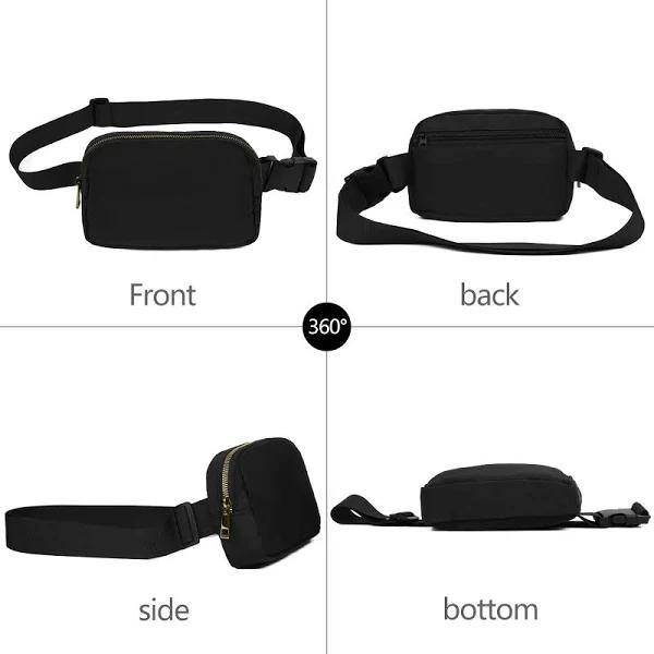 VOROLO Fanny Pack Crossbody Bag for Women and Men Belt Bag Women Bum Bag with Adjustable Strap for Sports, Black, One Size, 1 Pack Fanny Pack