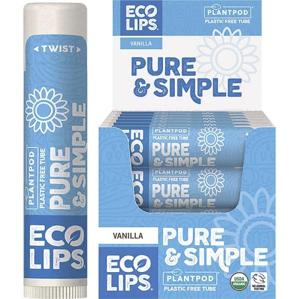 Eco Lips Lip Balm (Display of 24) Pure & Simple - Vanilla 24x4.25g