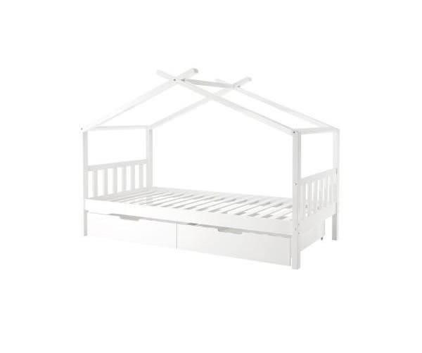 Tucker Solid Pine Timber Kids Bed with Drawers - White