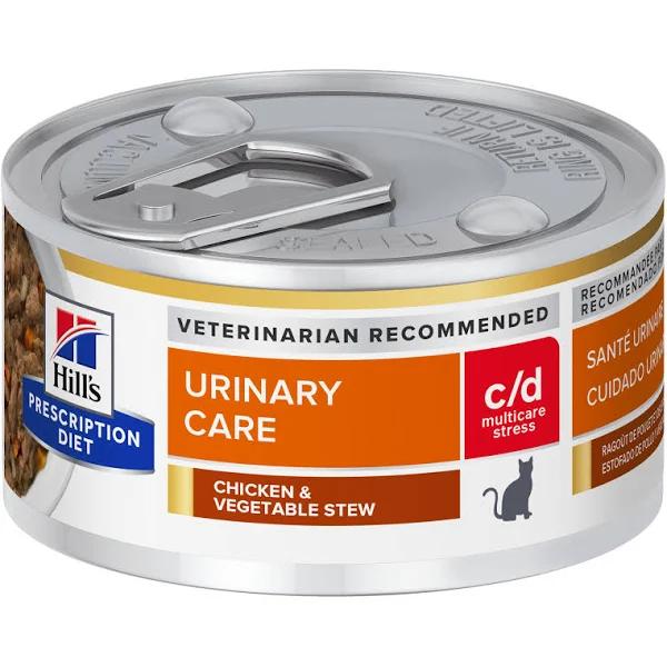 Hills Prescription Diet Cat C/D Multicare Urinary Care Stress Chicken and Vegetable Stew Wet Food 82g x 24