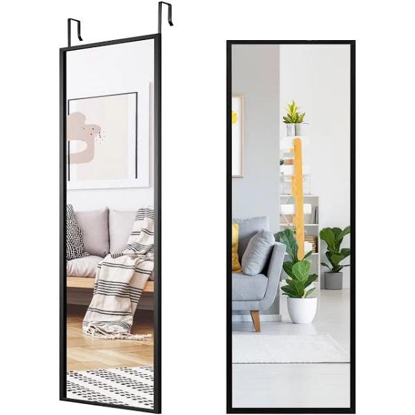 Giantex Full Length Mirror Wall Dresser Hanging Mirror Adjustable Hooks Bedroom Bathroom, Black