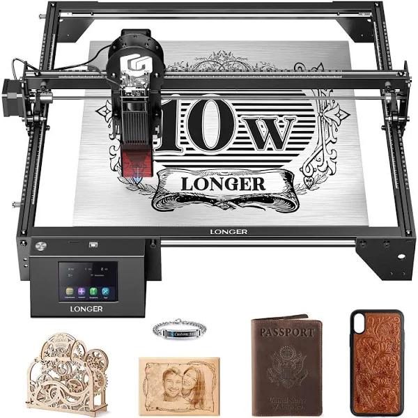 Longer Laser Engraver Ray5 10W, 60W DIY Laser Cutter and Laser Engraving Machine with 3.5" Touch Screen,0.06mm Laser Spot 10000mm/min, Offline Usage