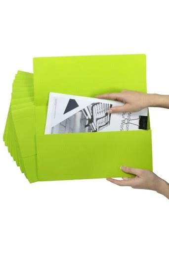 Marbig Slimpick Foolscap Document Wallet Brights Green Pack of 10