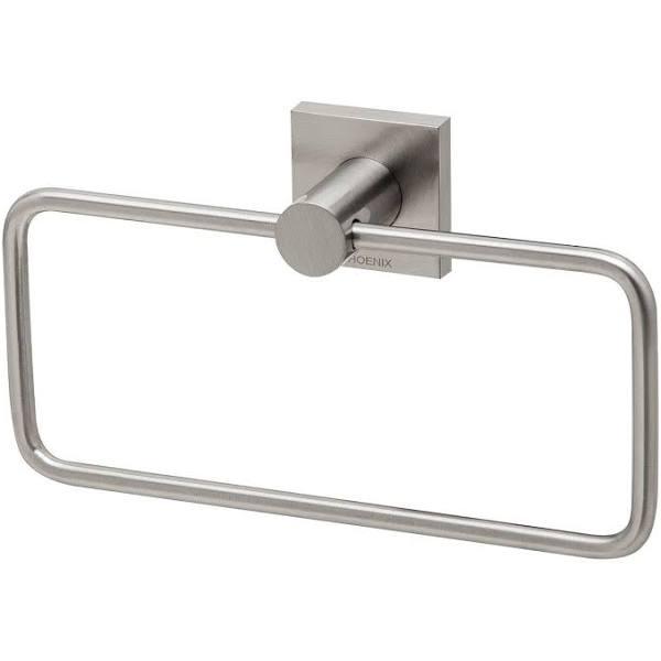 Phoenix Radii Hand Towel Holder Square Plate - Brushed Nickel