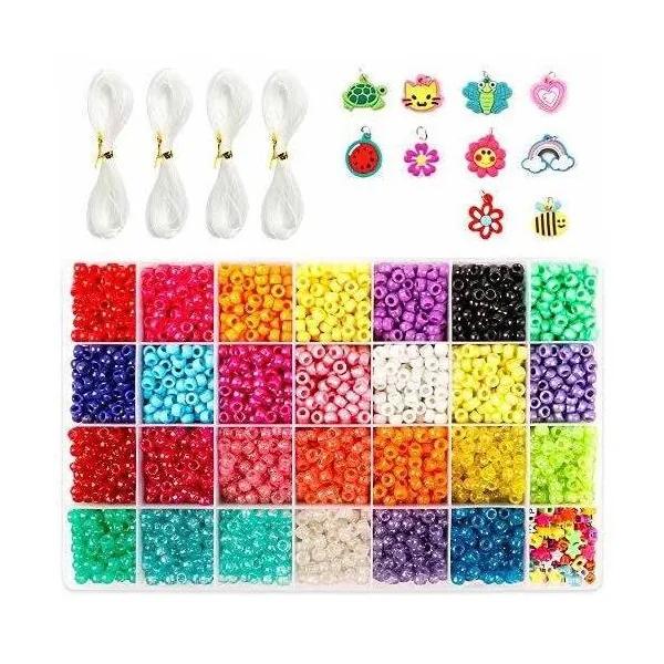 Inscraft Pony Beads, 4,600 Pcs 9mm Pony Beads Set in 27 Colors with Letter Beads, Star Beads and Elastic String For Bracelet Jewelry Making by