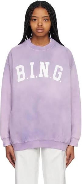 ANINE Bing Tyler Sweatshirt in Washed Lavender - White