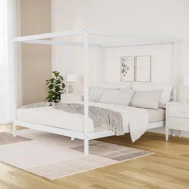 Aurelius Solid Pine King Bed with Phoebe Mattress - White