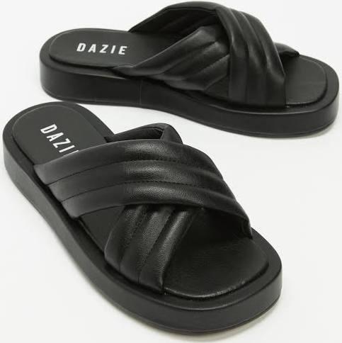 Dazie - Women's Black Flat Sandals - Packer Slides - Size 8 at The Iconic