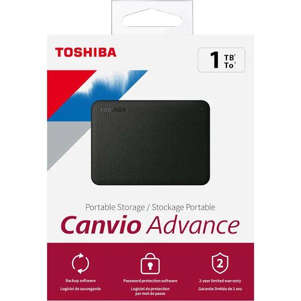 Toshiba Canvio Advance 1TB Portable External Hard Drive USB 3.0, Black - HDTCA10XK3AA