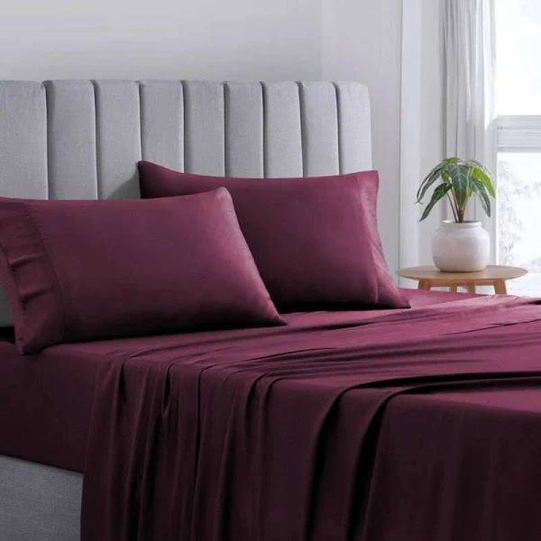 Esplanade Home 100% Cooling Bamboo Sheet Set Burgundy Single