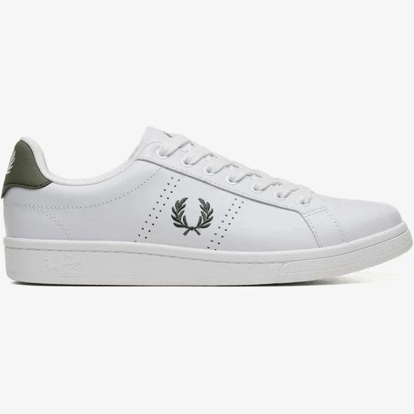 Fred Perry B721 Leather Sneakers in White and Green