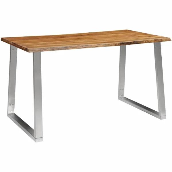 vidaXL Dining Table 140X80X75 cm Solid Acacia Wood and Stainless Steel