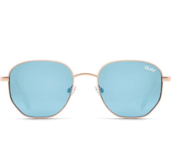 Quay Big Time 47mm Polarized Round Sunglasses Rose,Blue