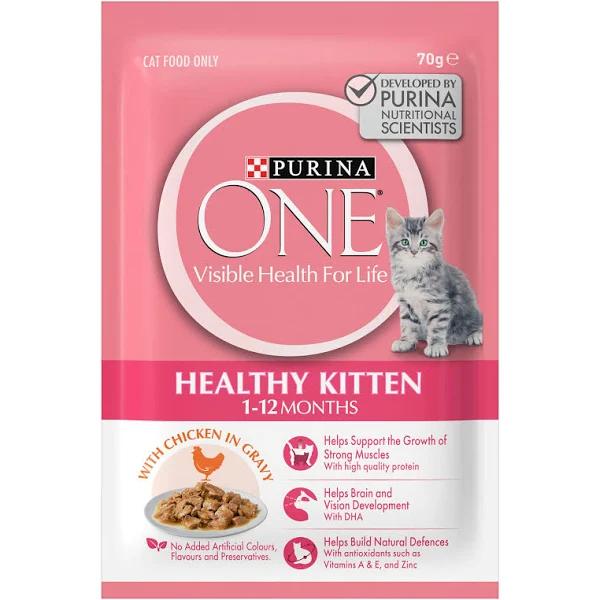 Purina One Healthy Kitten Chicken in Gravy Wet Cat Food 12x70g