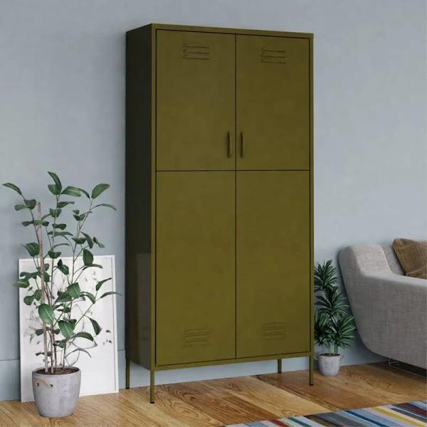 vidaXL Wardrobe Olive 90x50x180 cm Steel | Green