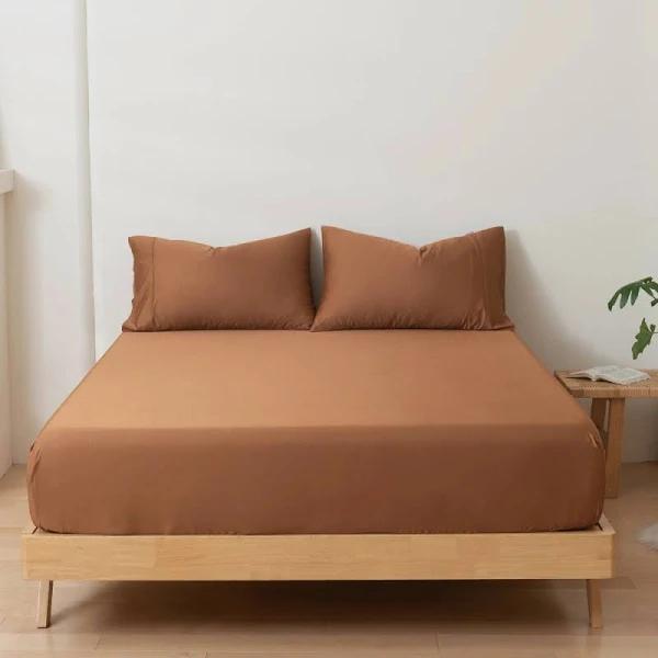 100% Organic Bamboo Fitted Sheet, Terracotta / King Single