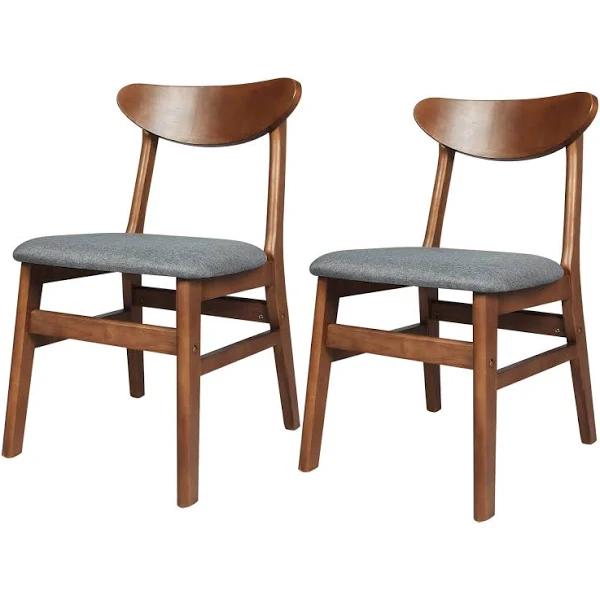 Levede 2xDining Chairs Kitchen Chair Natural Wood Linen Fabric Cafe Lounge