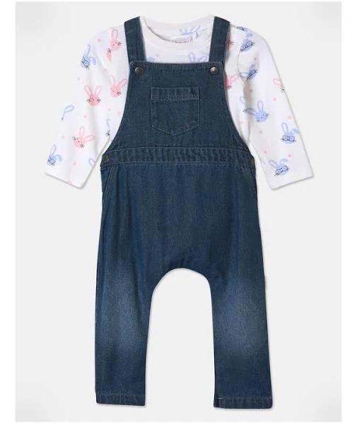 Sprout Blue Bunny Overall Set in Blue 0