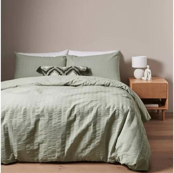 Target Greer Seersucker Quilt Cover Set | Green | Size Single Bed