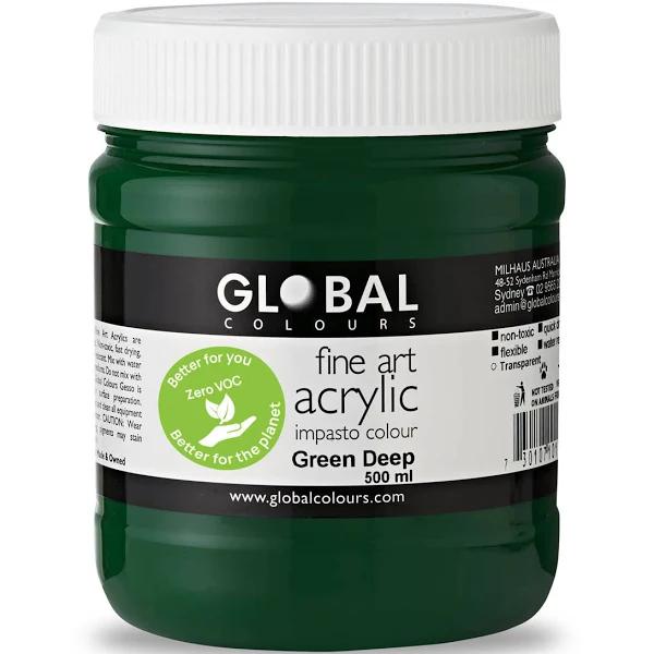 Global Colours Acrylic Paint Zero VOC 500ml Green Deep