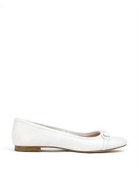 David Jones Edward Meller Finity Classic Ballet With Tonal Trim in Offwhite, Size 37.5 EU