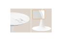 Oikiture 60cm Dining Table Kitchen Marble Tulip Round Metal Leg White