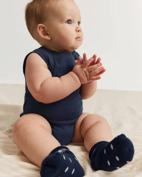 Country Road Organically Grown Heritage Bodysuit Navy in Size 0-3 Months | 100% Cotton