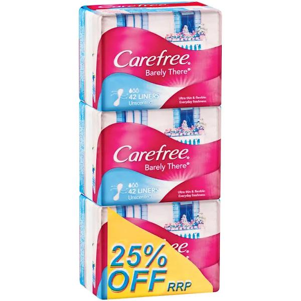 Carefree Barely There Unscented Liners 3 x 42 Pack