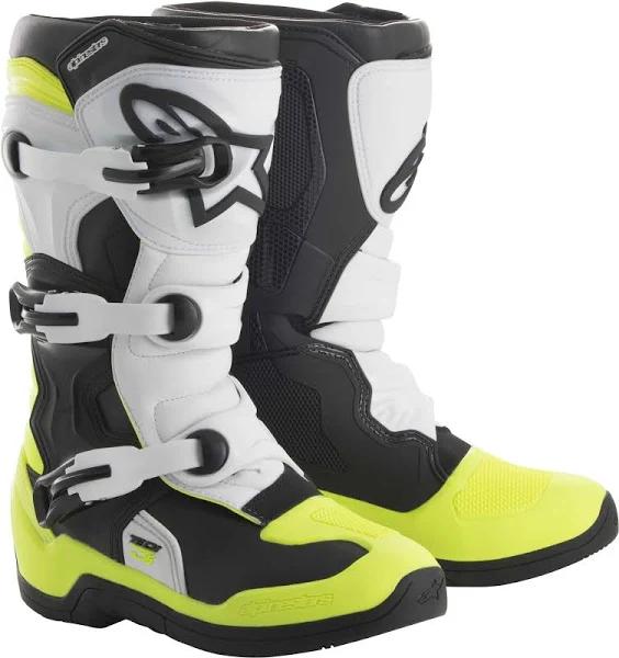 Alpinestars Youth Tech 3S Boots Black-White-Fluorescent Yellow