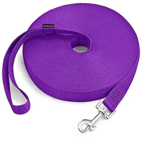 15ft 20ft 30ft 50ft Long Lead-Training Leash/Long Line Dog Leash Great For Dog/Puppy Training,Play,Camping,Extra Long Dog Leash(50 Feet,Purpule)