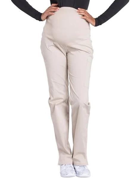 Cherokee Ww220 Maternity Straight Leg Pant 63% Polyester 34% Cotton 3% Spandex poplin, Price/Each - Khaki, XXS