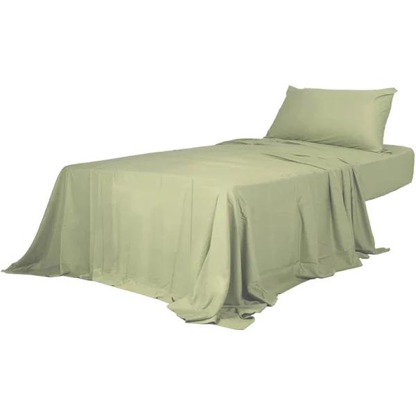 Dreamz Fitted Sheet Set Pillowcase Bamboo King Single Sage Green 3pcs