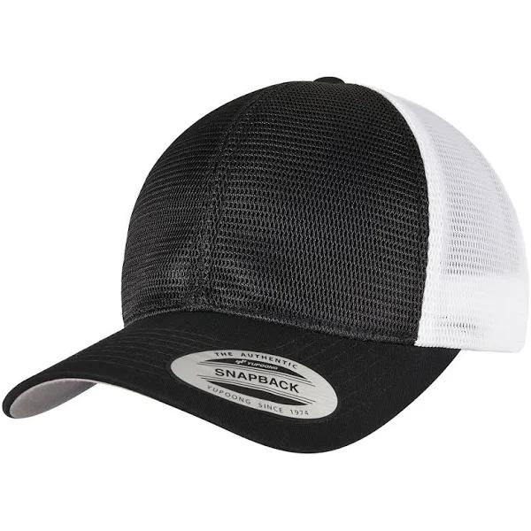 Flexfit Unisex Adult 360 Omnimesh Mesh Two Tone Cap Black/White One Size Polyester Cotton Polyurethane Unisex Cap