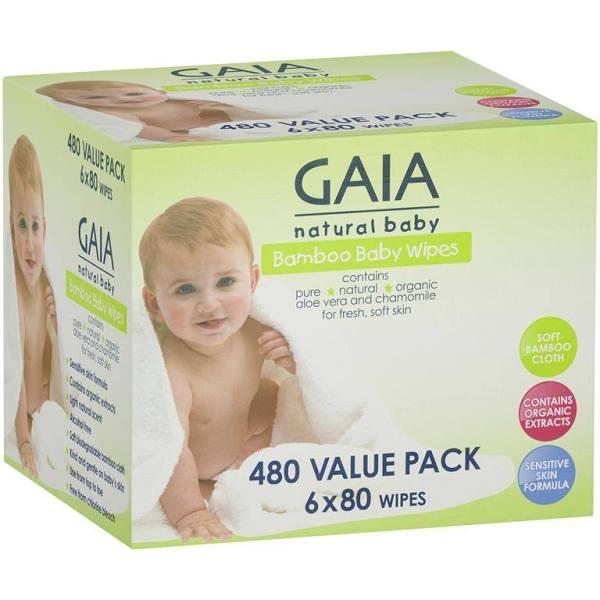 Gaia Natural Baby Bamboo Wipes 480