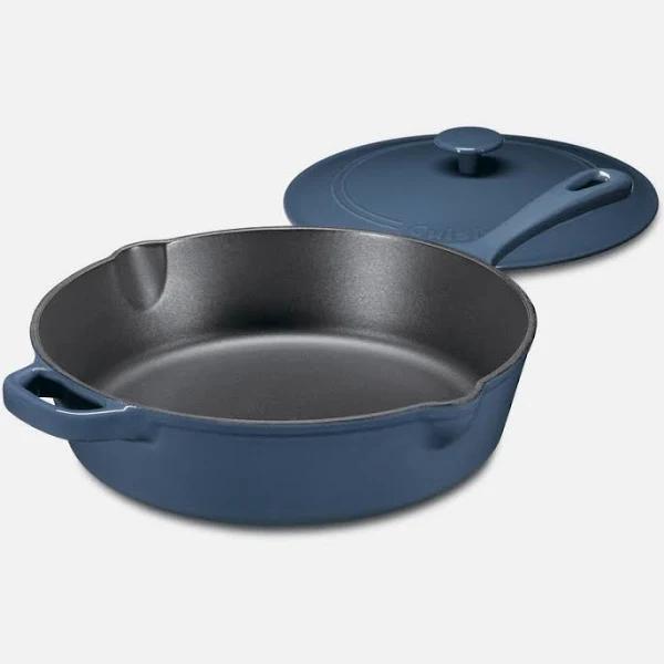 Cuisinart CI45-30BG Chef's Classic Enameled Cast Iron 12-inch Chicken Fryer with Cover, Provencal Blue