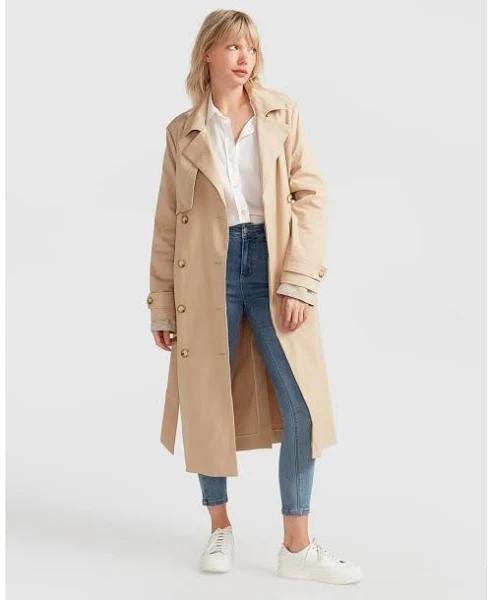 Belle & Bloom Empirical Trench Coat in Brown Beige M