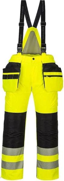 Portwest Mens PW3 Hi-Vis Work Trousers Yellow/Black 32R