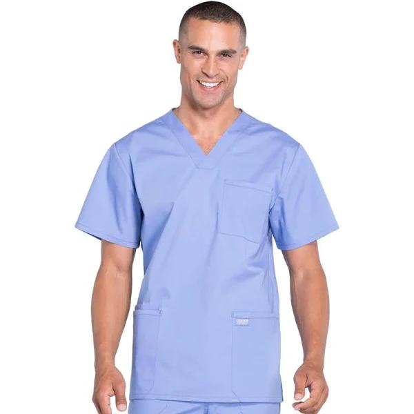 Cherokee Workwear Professionals Men's V-Neck Scrub Top - XL - Ceil Blue