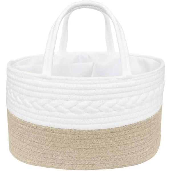 Living Textiles Cotton 100% Rope Nappy Caddy Natural/White